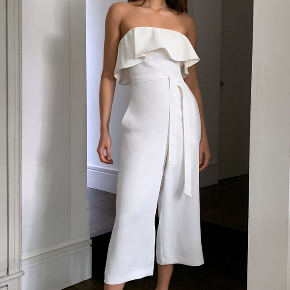 Aritzia White Flutter Jumpsuit